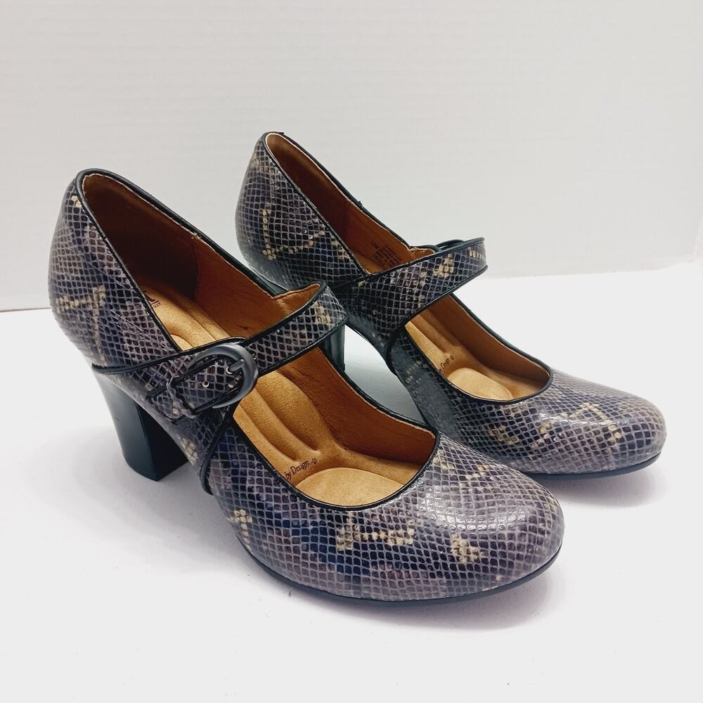 Shoes Women Miranda Sofft Snake Mary Jane Block Heel Cushion Arch Support Sz 10M